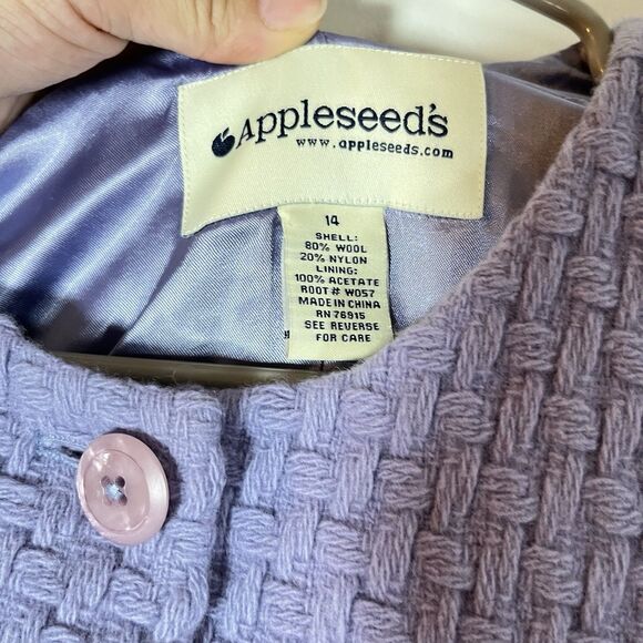 Appleseed’s Classic Wool Blend Blazer Women Size 14 Purple Textured Pockets - Picture 3 of 6